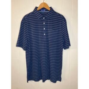 STITCH golf polo navy stripe size large